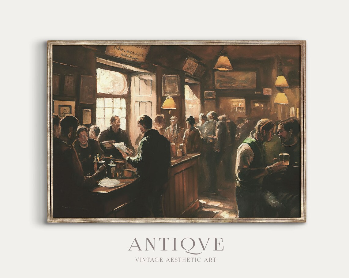 Moody Irish Pub With People, Traditional Ireland Poster - Image 2