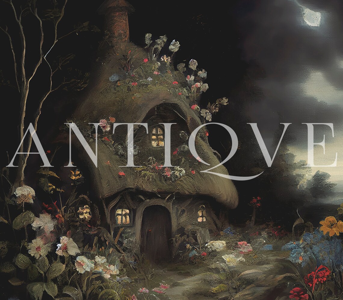 Magical Thatched Cottage Moody Vintage Art Print - Image 2
