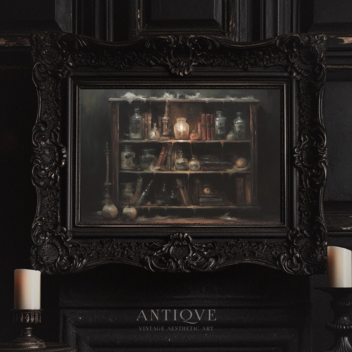 Witchy Curio Cabinet, Halloween Oil Painting Art - Image 4