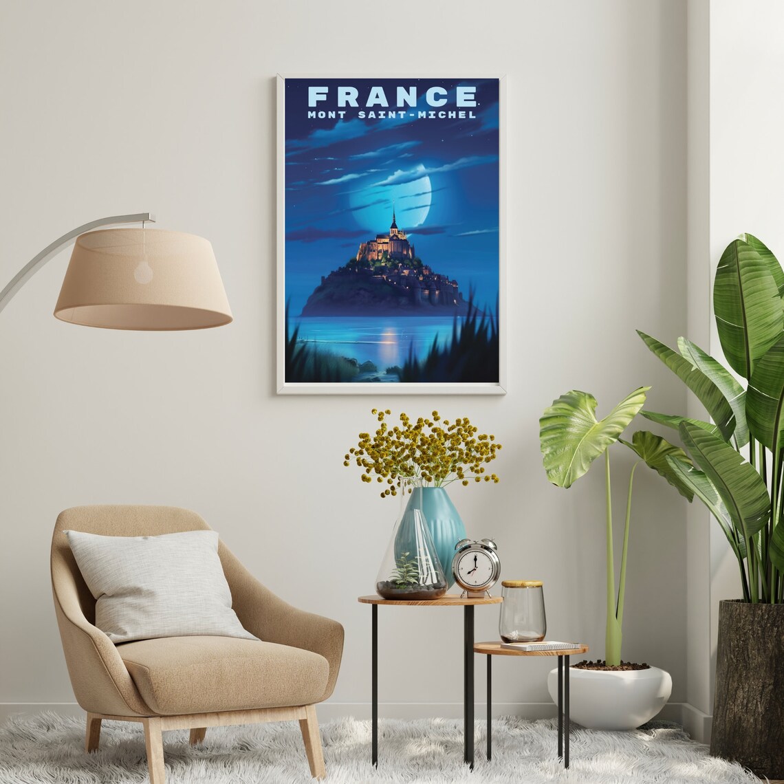 Enchanting Moonlit Mont Saint-Michel France Night Travel Poster - Image 4