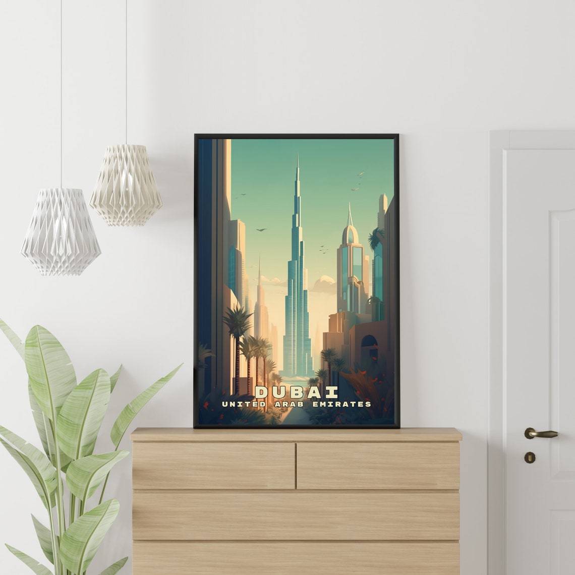 Burj Khalifa Dubai United Arab Emirates Skyline Travel Poster