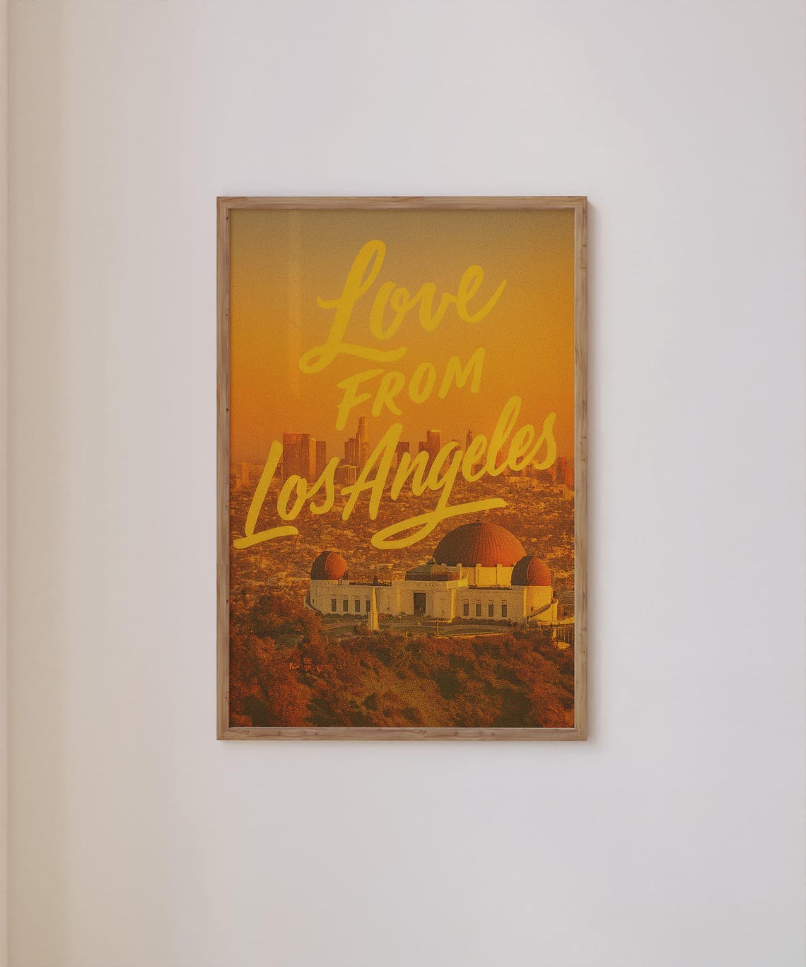 Love From Los Angeles Sunset Skyline Vintage California Travel Poster