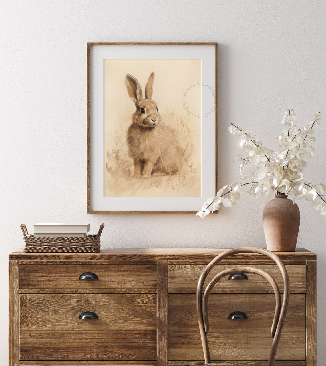 Brown Rabbit Meadow Sketch Vintage Wildlife Drawing Style Poster - Image 7