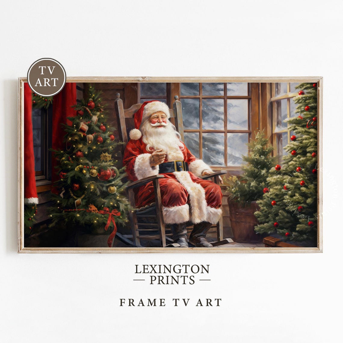Santa Rocking Chair Christmas Frame Tv Art Christmas Santa Christmas Wall Art Winter Cottagecore Art Vintage Christmas Decor Santa Print 445