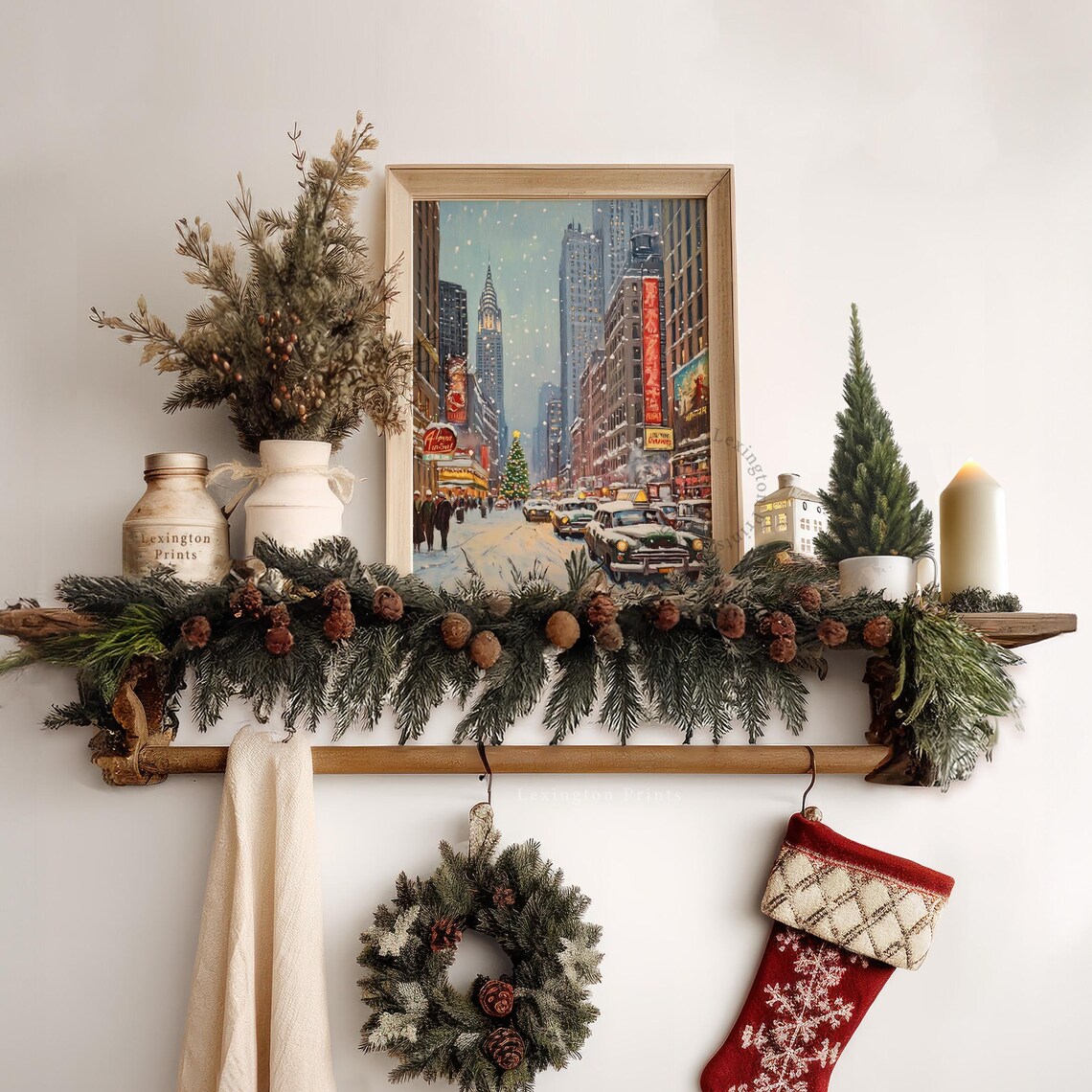 Winter In New York City Print Christmas Wall Art Christmas Prints Winter Wall Art Holiday Decor Vintage City Poster Retro 799 - Image 6