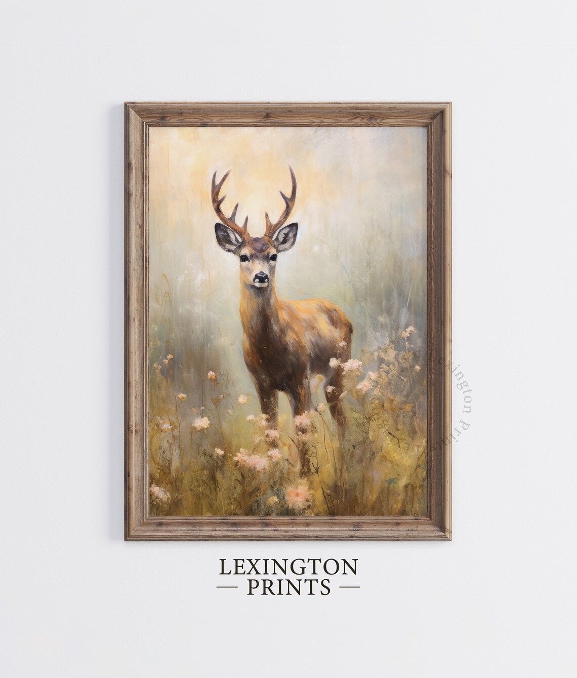 Deer Buck Antlers Wildflower Meadow Spring Woodland Animal Painting Poster - Image 5