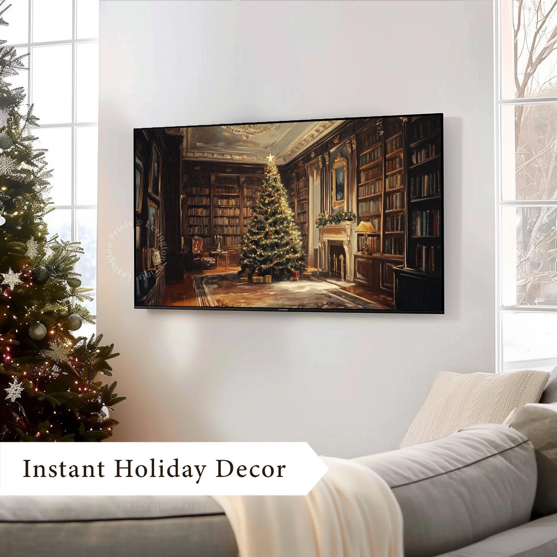Moody Christmas Tv Art Victorian Christmas Frame Tv Art Christmas Tree Living Room Holiday Decor Winter Tv Art Seasonal Decor 929 - Image 3