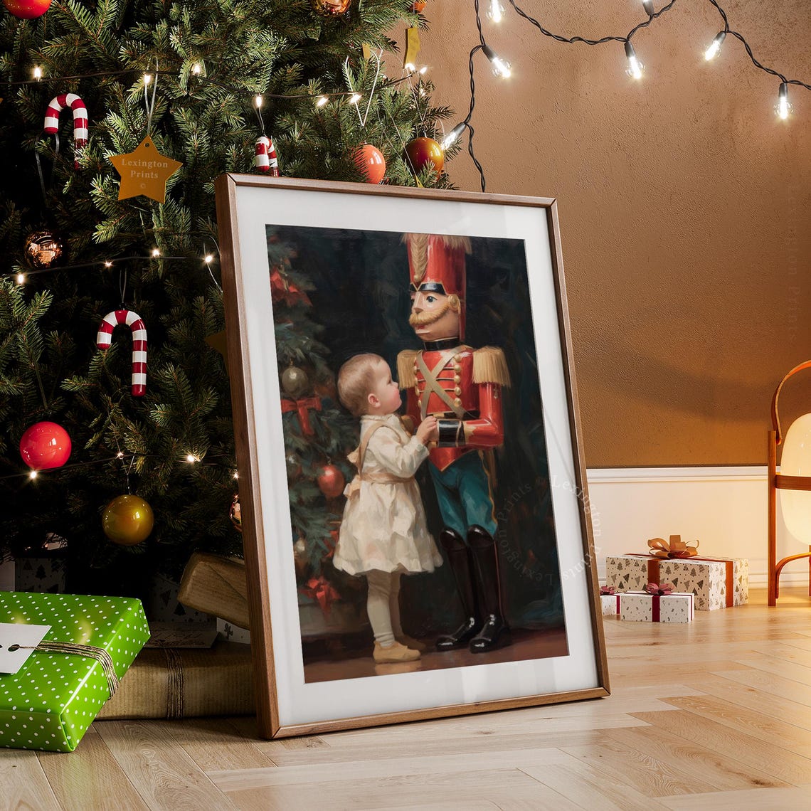 Toddler Girl with a Nutcracker Christmas Vintage Painting Poster - Image 7