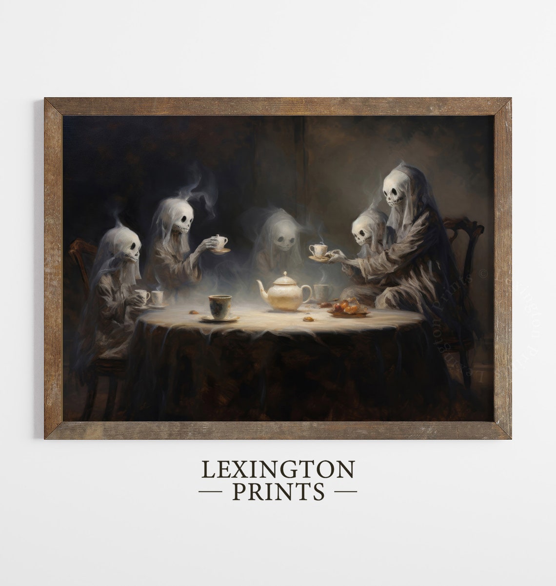 Ghosts Having a Haunted Tea Party Dark Oil Painting Halloween Poster - Image 7
