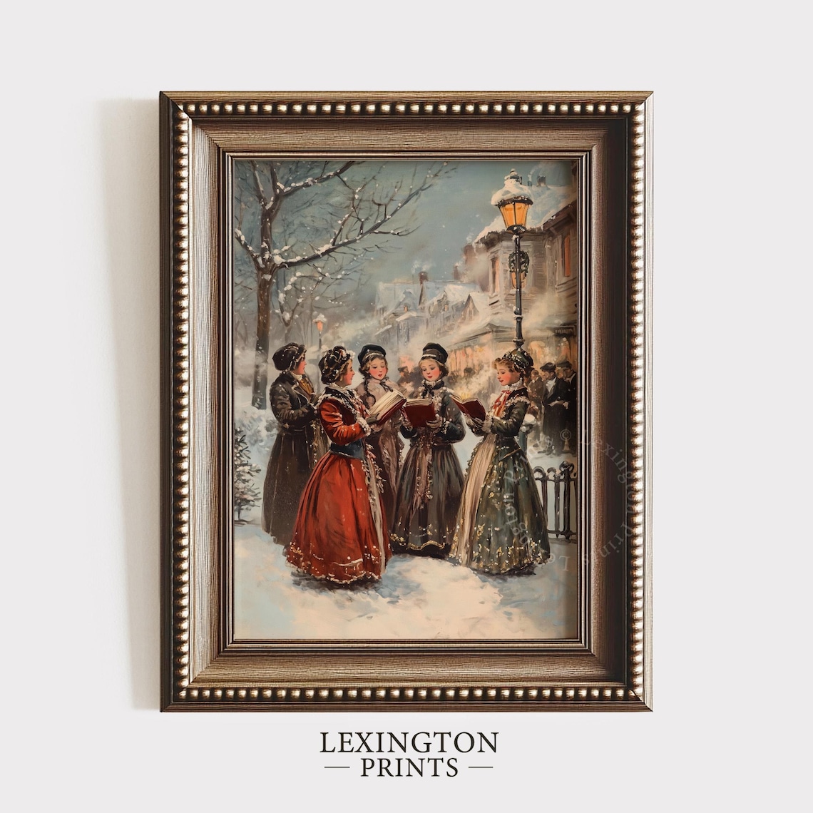 Victorian Christmas Carolers Snowy Vintage Holiday Street Poster - Image 5