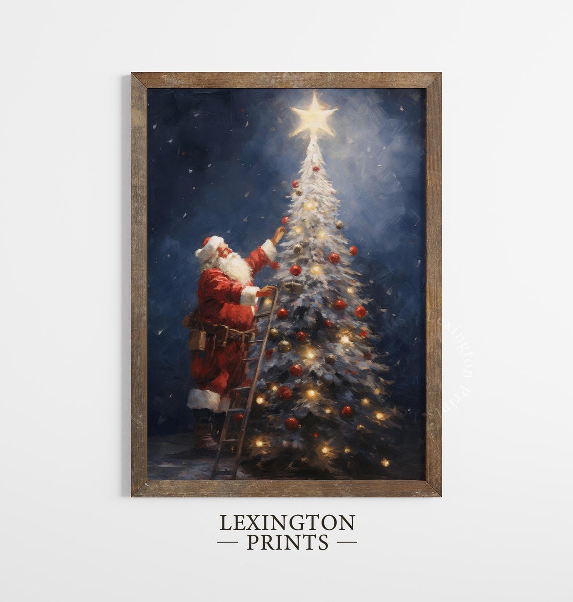 Santa Christmas Tree Christmas Wall Art Christmas Painting Christmas Santa Holiday Art Winter Print Santa Christmas Print Seasonal Decor 415 - Image 2