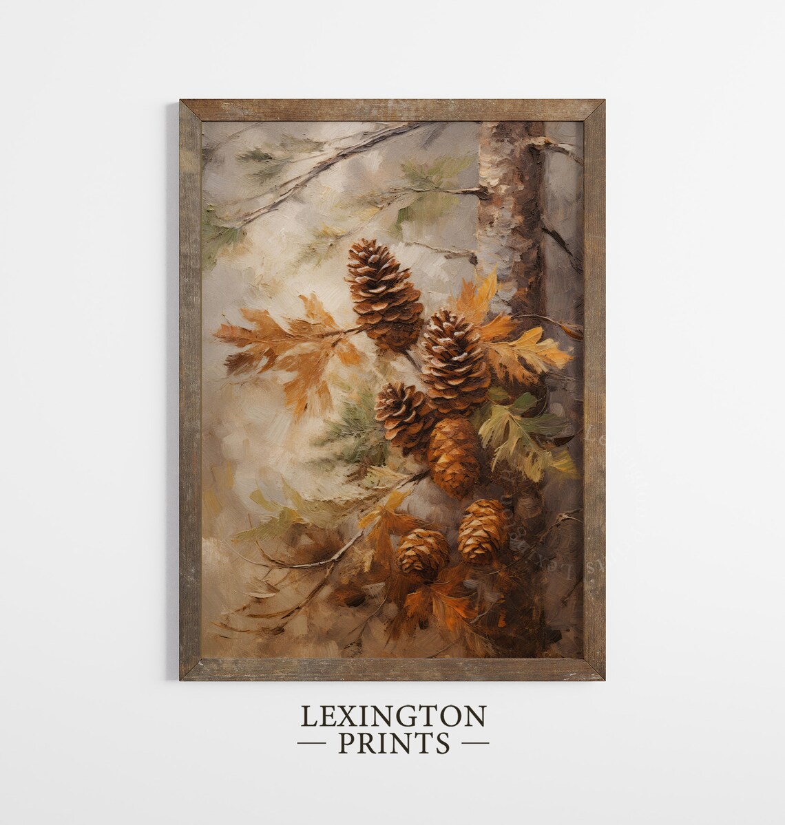 Pinecones on Branch with Oak Leaves Autumn Woodland Decor Poster - Image 8