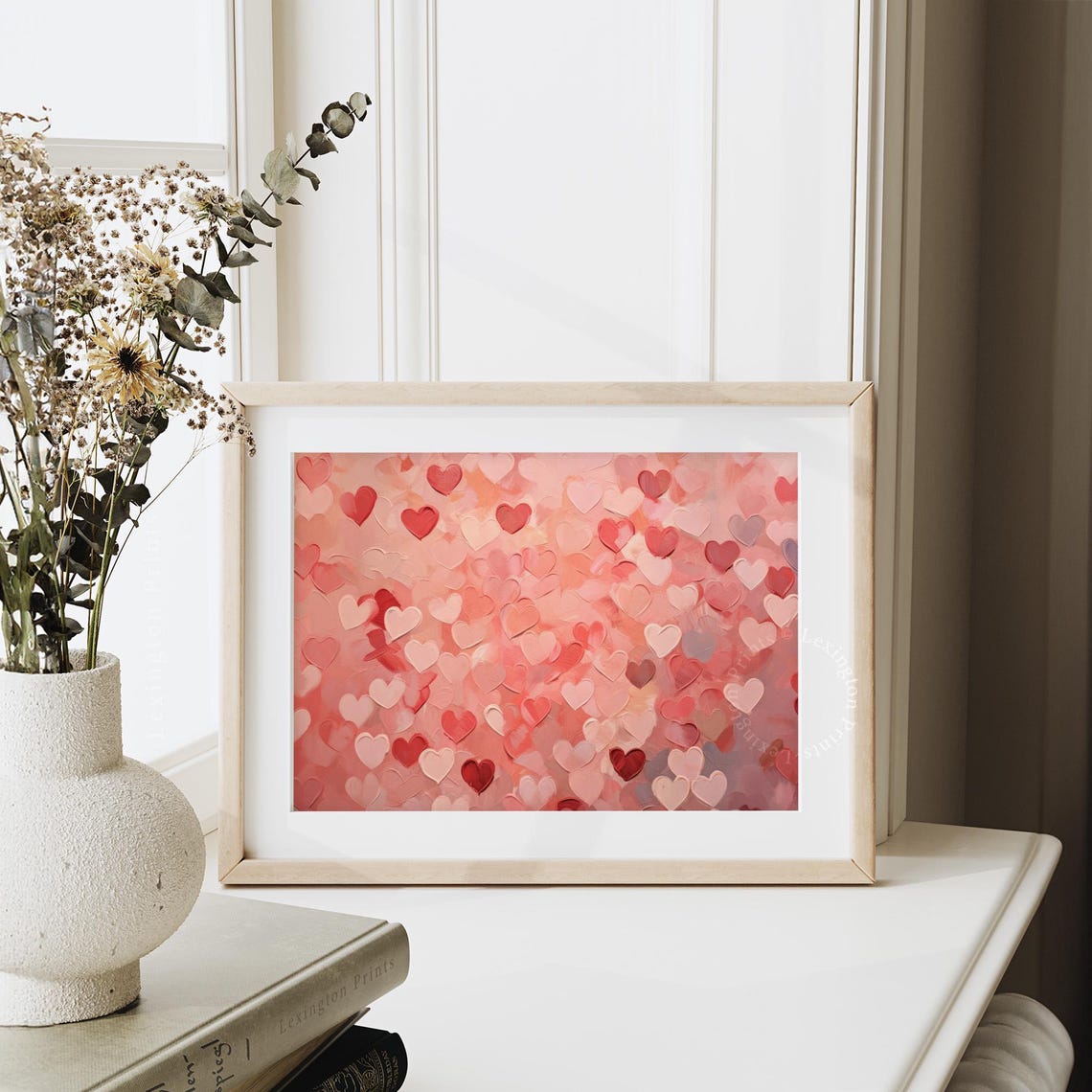 Valentines Day Red Pink Hearts Pattern Romantic Love Decor Poster - Image 3