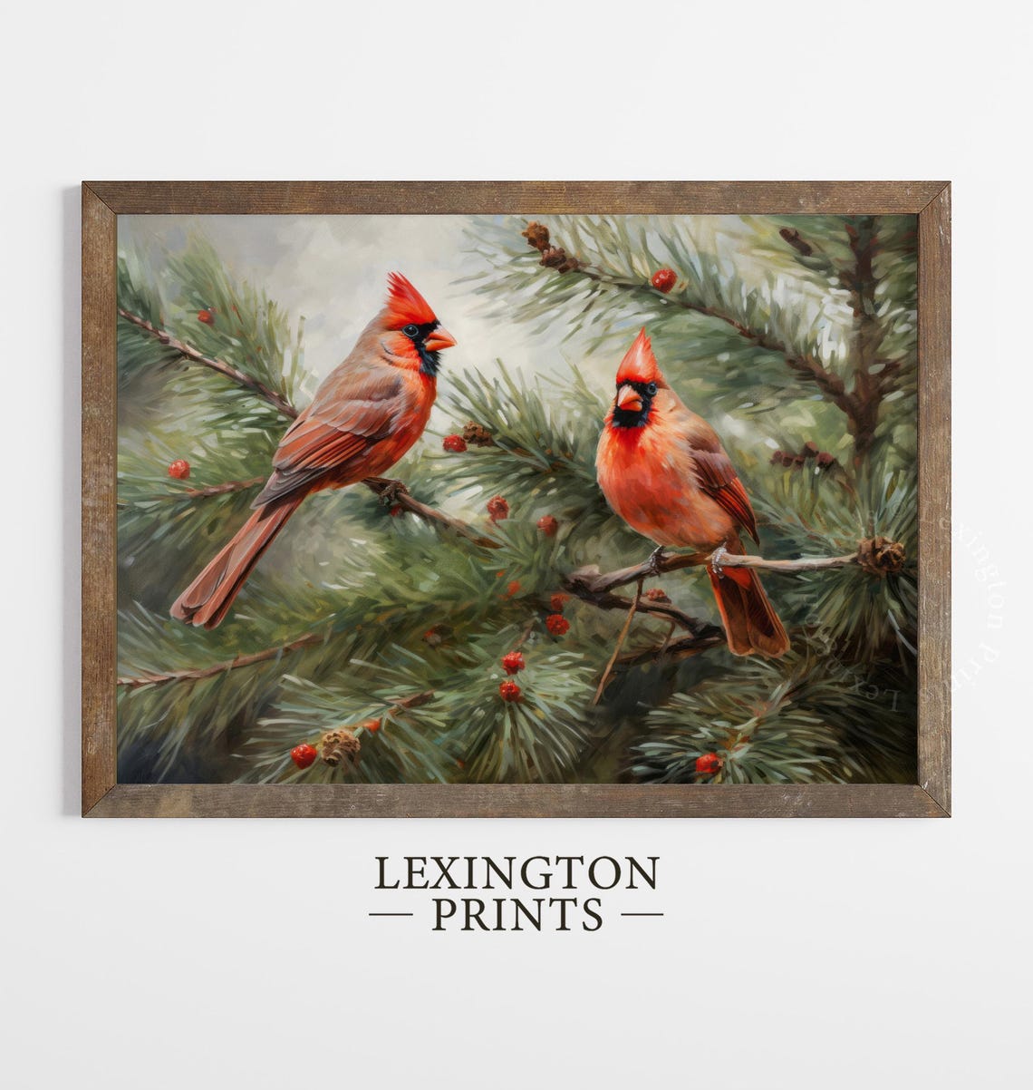 Vintage Christmas Wall Art Winter Cardinal Bird Christmas Oil Painting Winter Art Christmas Decor Nature Wall Art Winter Print 371 - Image 2