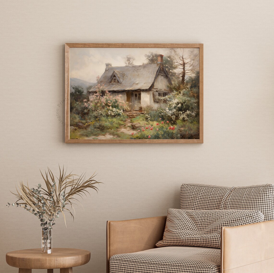 Charming Country Cottage Flower Garden Vintage Oil Painting Poster - Image 3