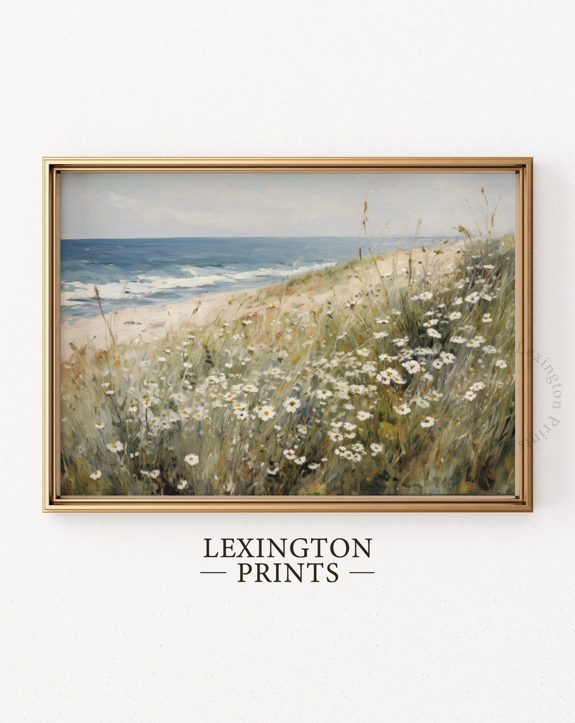 Coastal Wildflower Daisy Field Beach Summer Painting Art Poster - Image 6