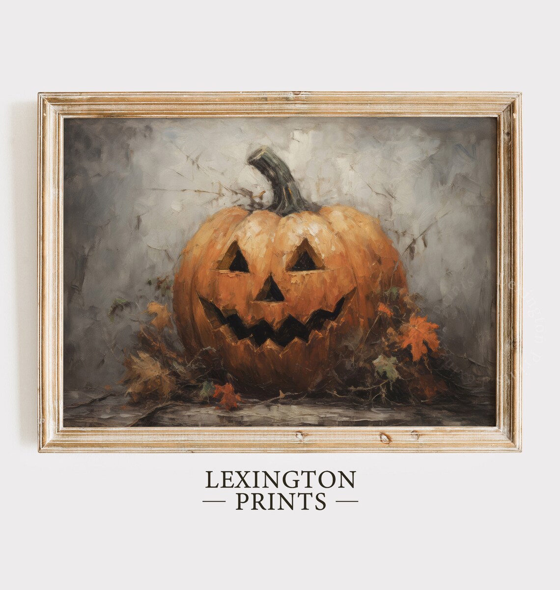 Vintage Jack-O-Lantern Pumpkin Still Life With Autumn Leaves Poster - Image 4