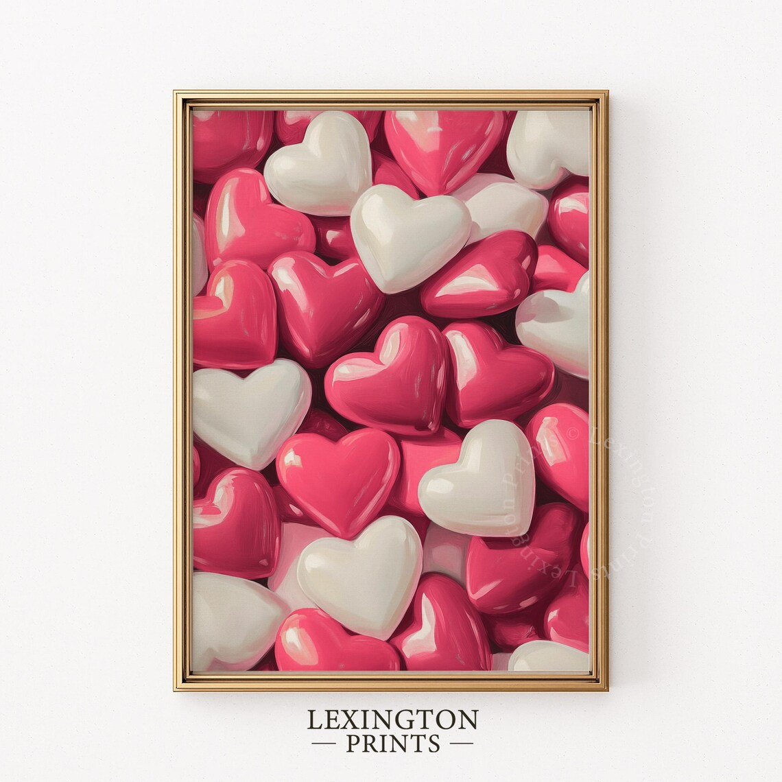 Glossy Pink White Candy Hearts Valentine Sweet Love Bedroom Poster - Image 5