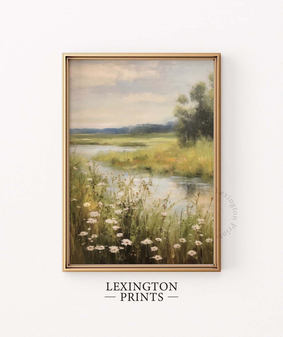 Wildflower Field Vintage Landscape Art Print - Image 6