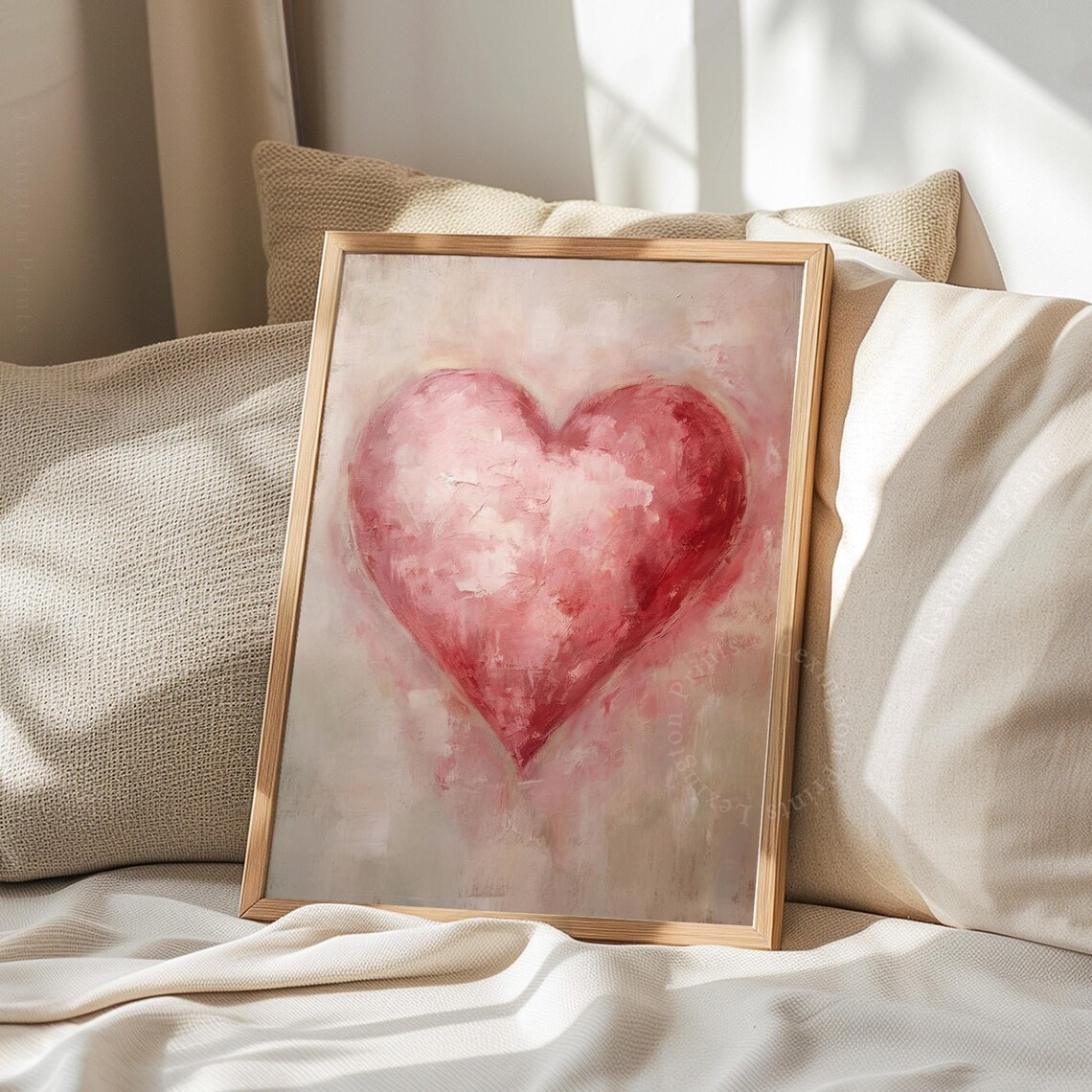 Soft Pink Heart Watercolor Painting Romantic Blush Love Wall Art - Image 5