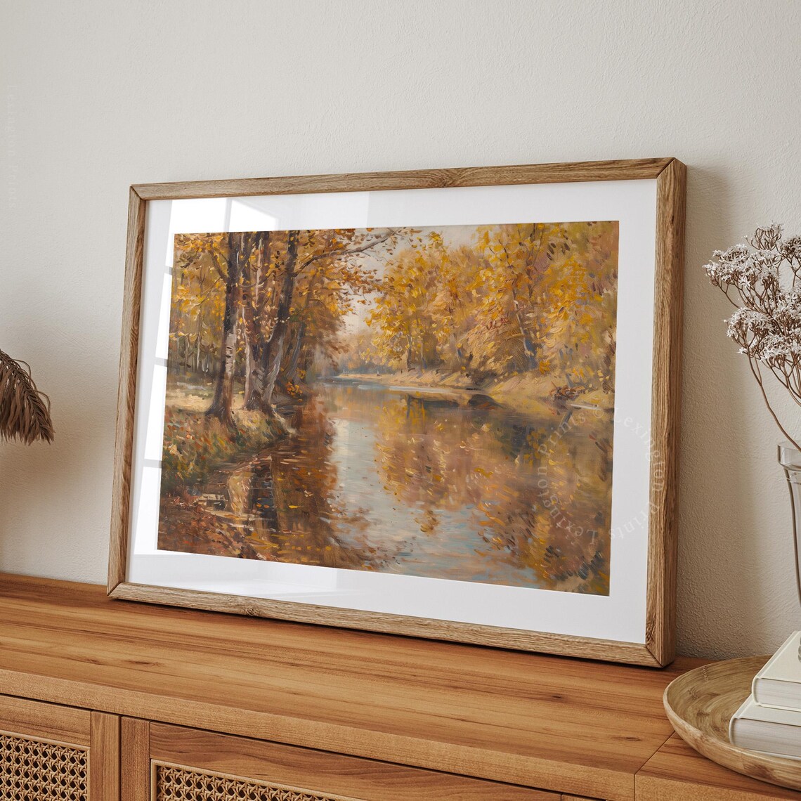 Golden Autumn Trees Mirrored In Calm River Classic Fall Landscape Poster - Image 8