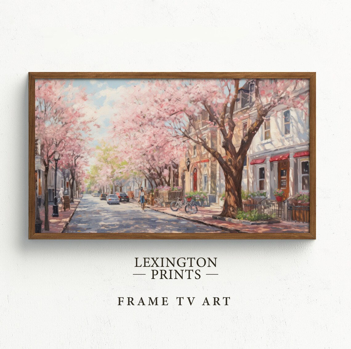 Cherry Blossom Street Spring City Vintage Oil Painting Poster - Image 5