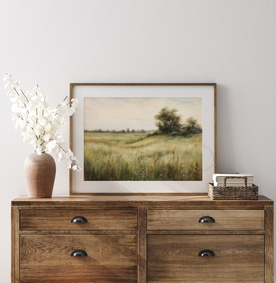 Moody Wildflower Field Vintage Landscape Art Print - Image 7
