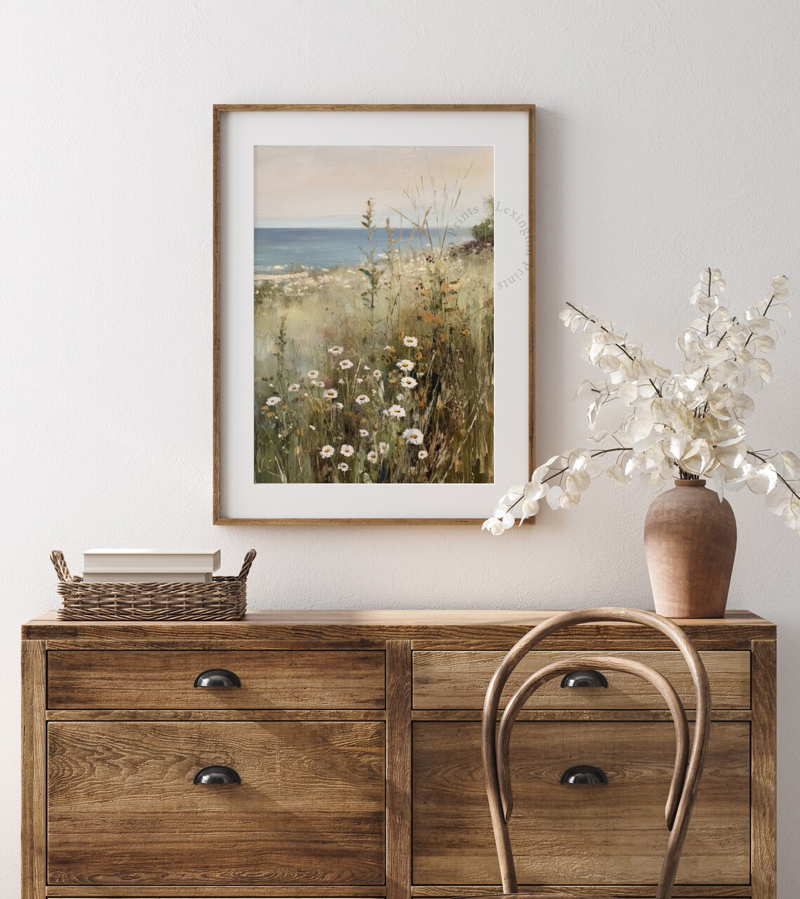 Coastal Daisy Meadow by the Sea Summer Breeze Wildflower Poster - Image 7