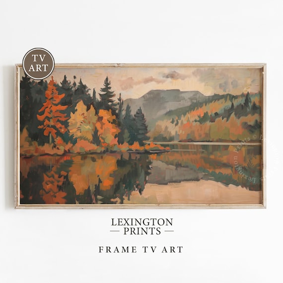 Autumn Lake Reflection with Fall Foliage Mountain Scene Poster