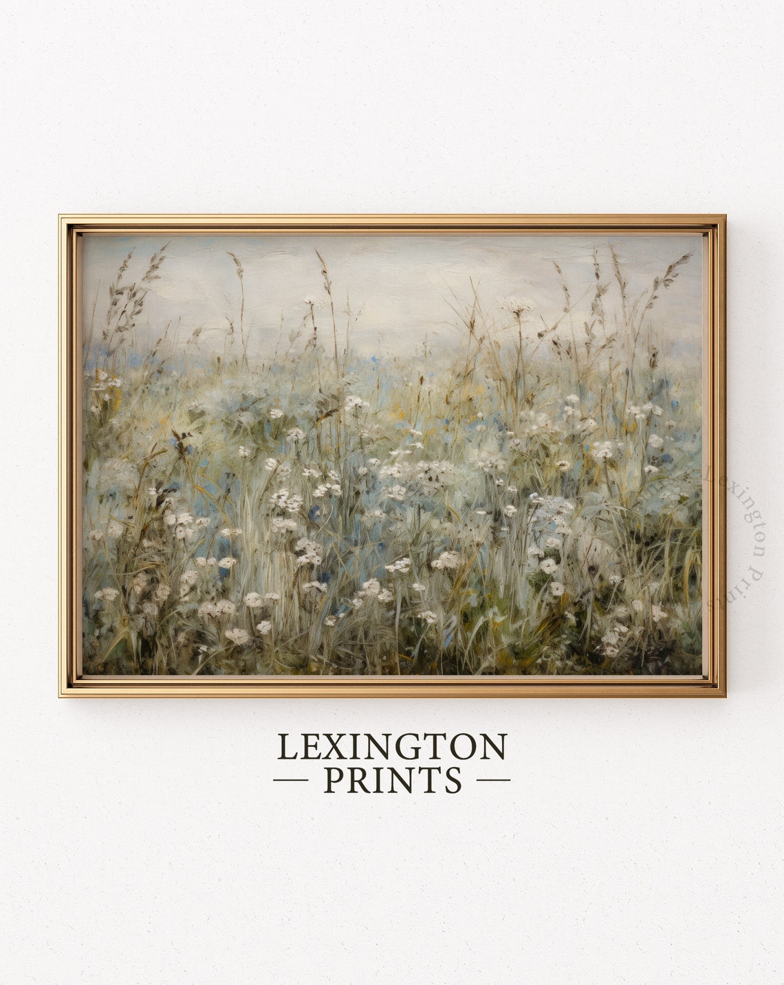 Sage Wildflower Meadow Soft Botanical Impressionist Landscape Poster - Image 5