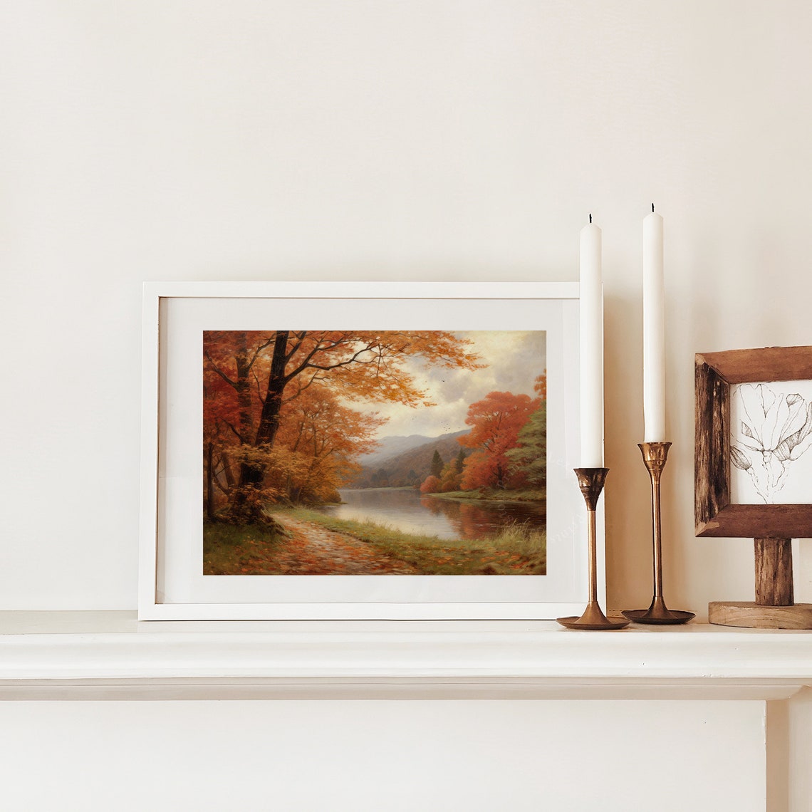 Autumn Maple River Vintage Landscape Oil Painting Fall Poster - Image 3