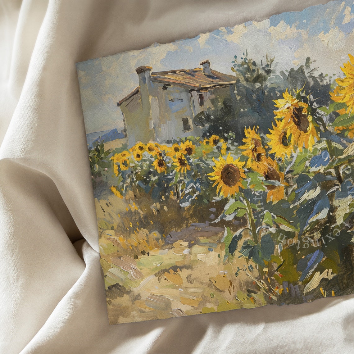 Sunflower Field by Rustic Farmhouse Impressionist Summer Garden Poster - Image 6