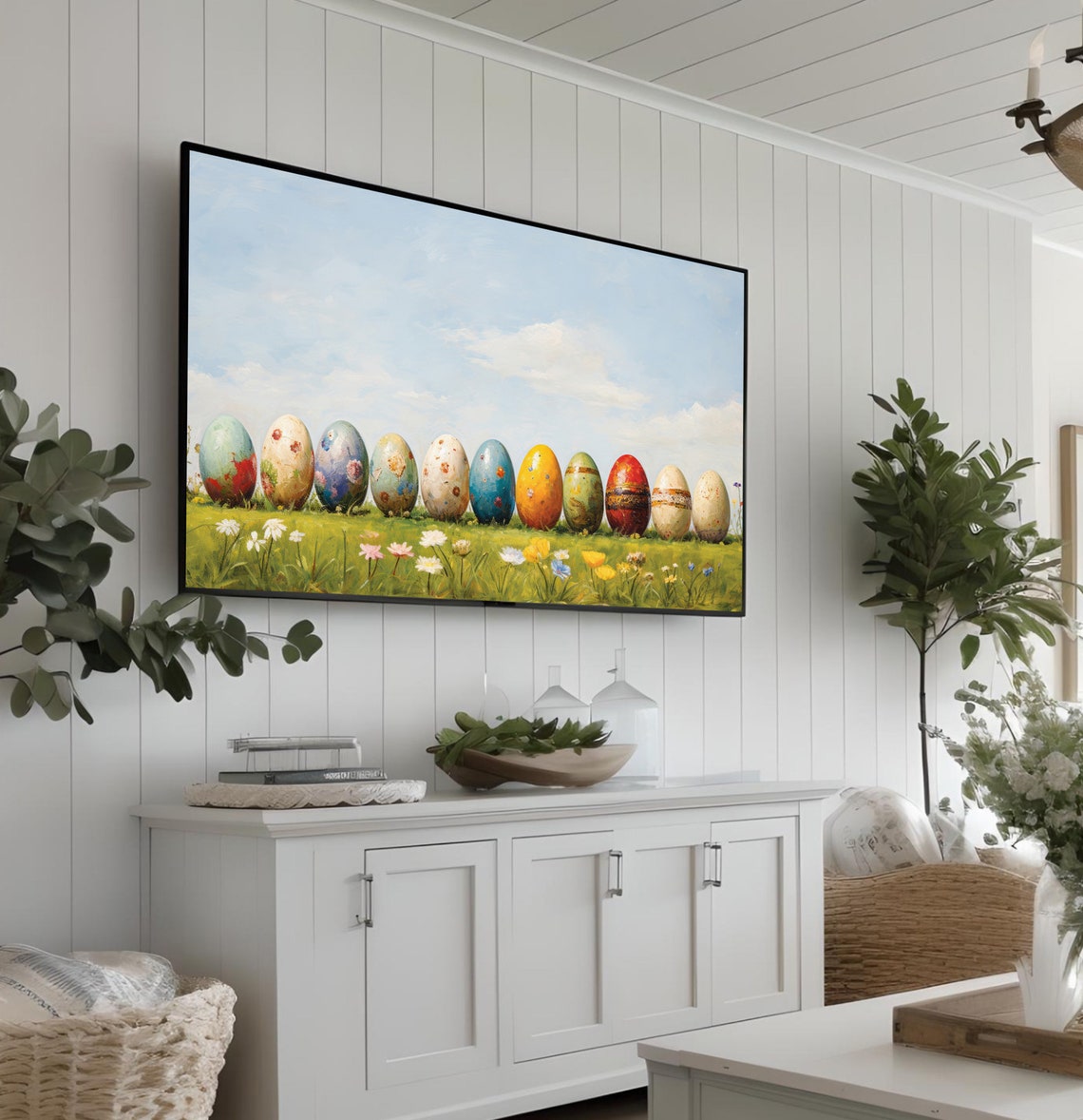 Painted Easter Eggs in Wildflower Meadow Spring Scene Poster - Image 3