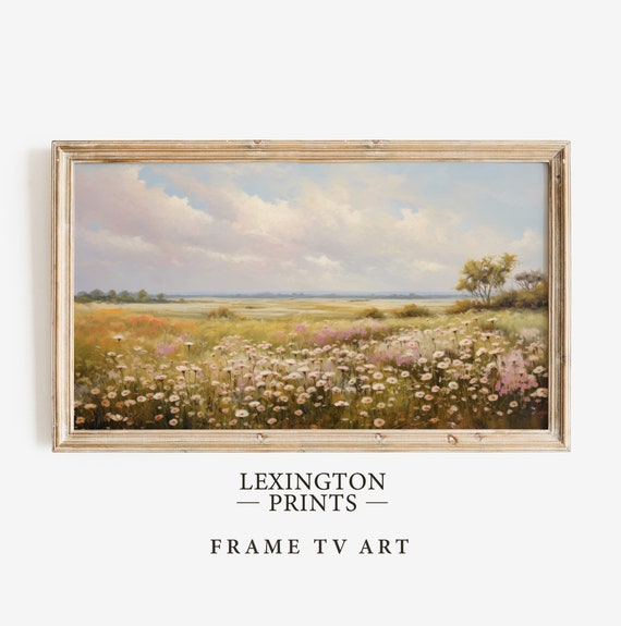 Spring Frame Tv Art Wildflower Field Tv Art Frame Landscape Vintage Farmhouse Tv Art Easter Decor Spring Tv Art Moody Tv Art 514