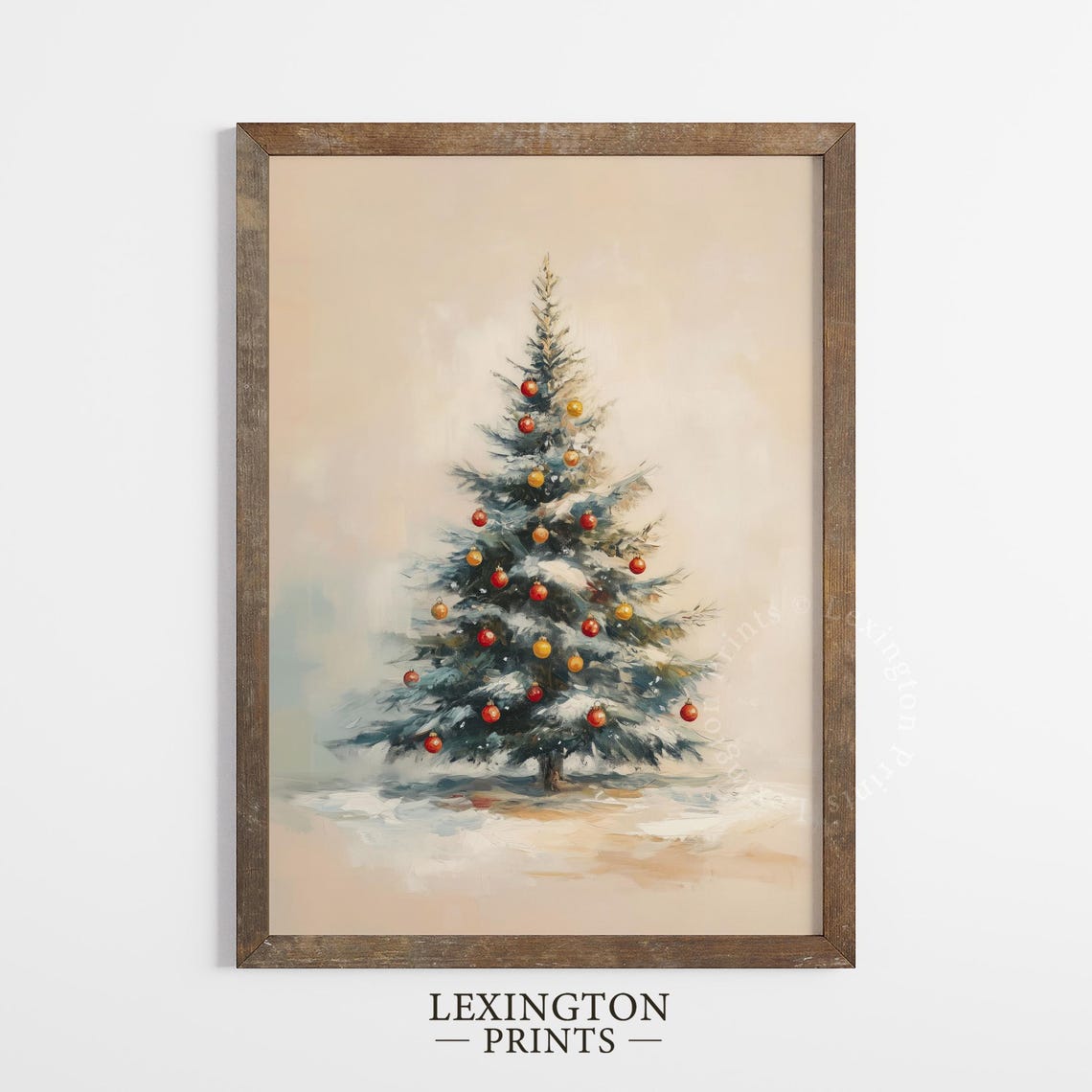 Minimalist Christmas Tree with Red and Gold Ornaments Holiday Poster - Image 5