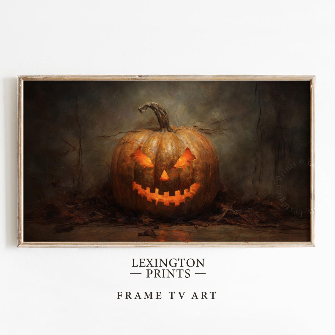 Glowing Jack O Lantern Still Life in Dark Moody Halloween Poster - Image 5