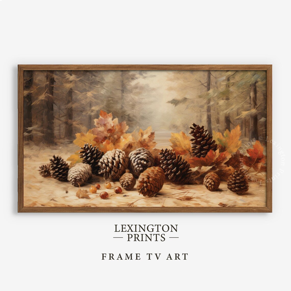Pinecones And Autumn Leaves Forest Floor Still Life Frame TV Art Poster - Image 5