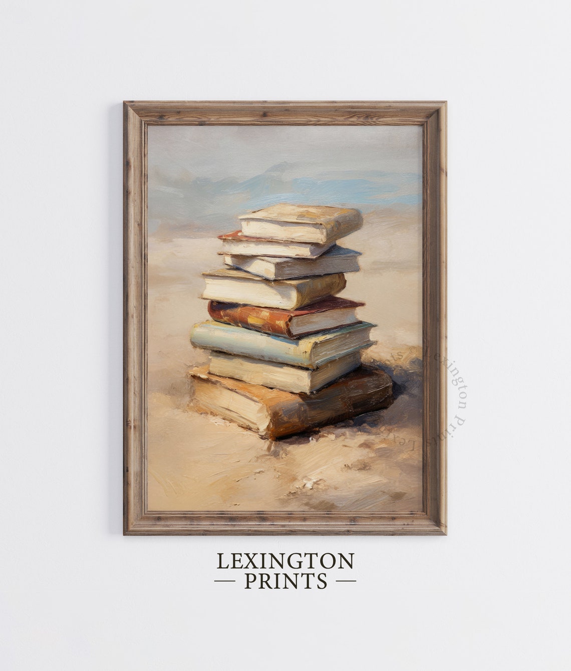 Stack of Books on a Sandy Beach Bookish Summer Painting Poster - Image 6