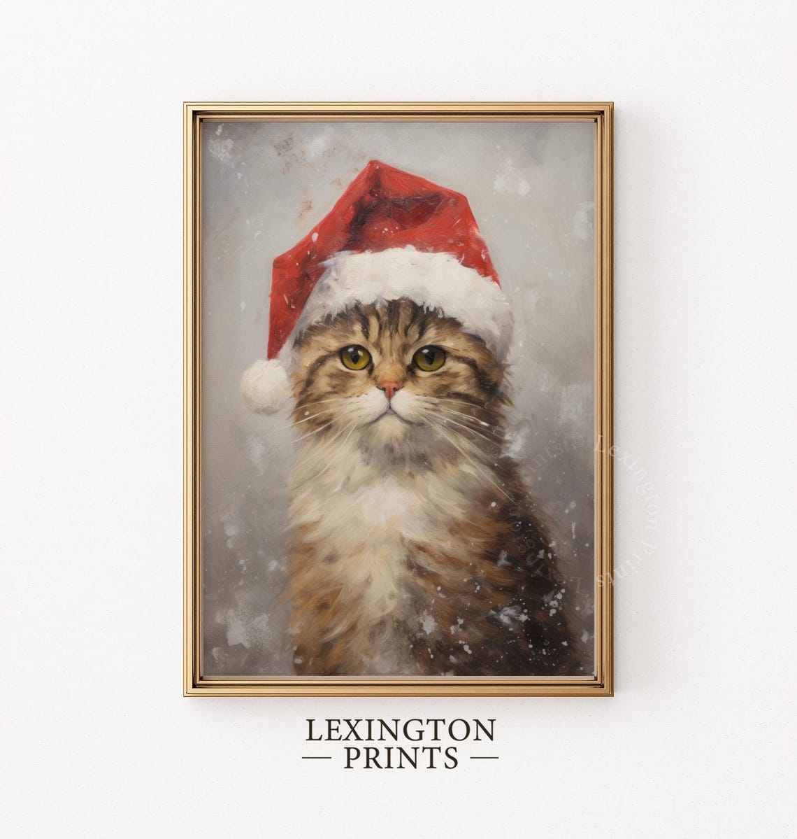 Rustic Christmas Wall Art Cat Christmas Cat Painting Vintage Christmas Decor Winter Art Pet Oil Painting Cat Portrait Holiday 225 - Image 5