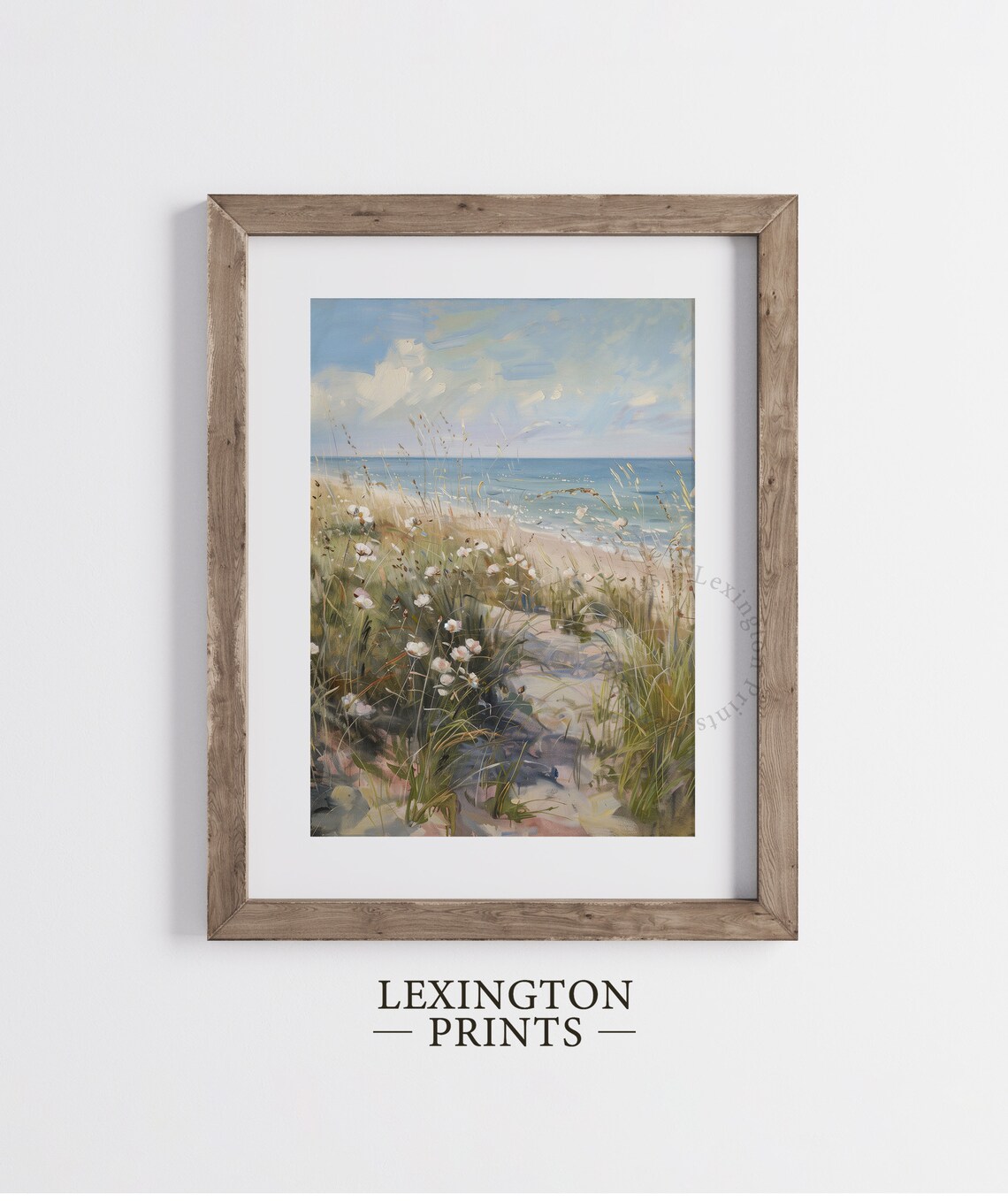Coastal Beachgrass Wildflower Field Vintage Art Print - Image 3