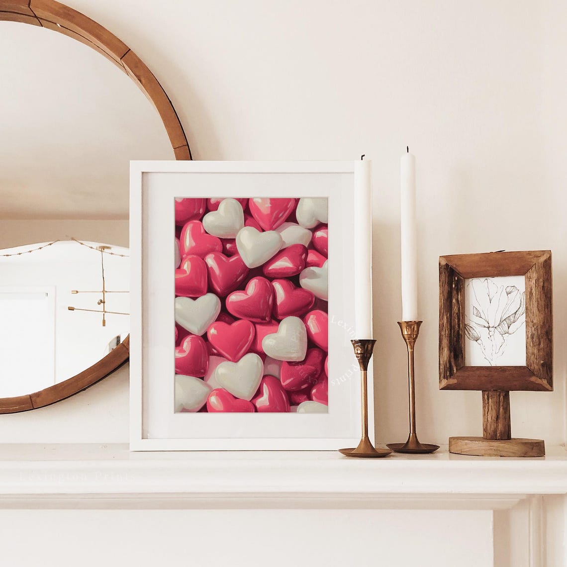 Glossy Pink White Candy Hearts Valentine Sweet Love Bedroom Poster - Image 2