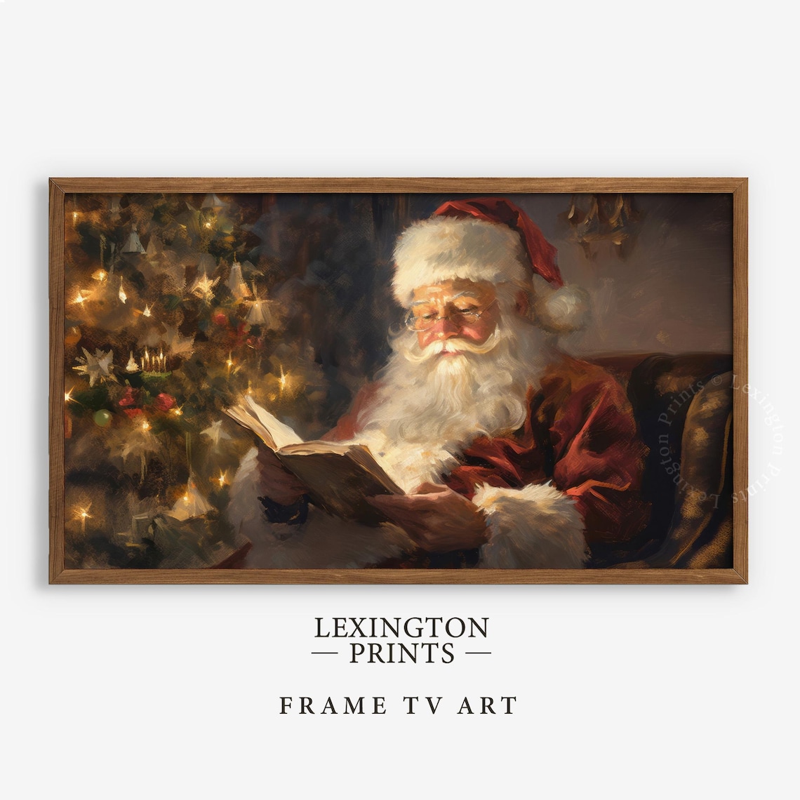 Santa Reading Book Christmas Eve Frame TV Art Cozy Art Poster - Image 5