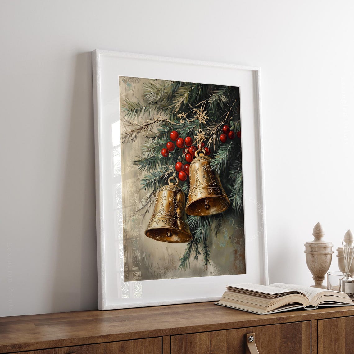 Moody Christmas Bells Print Christmas Wall Art Vintage Winter Wall Art Jingle Bells Poster Farmhouse Christmas Painting Art 959 - Image 8