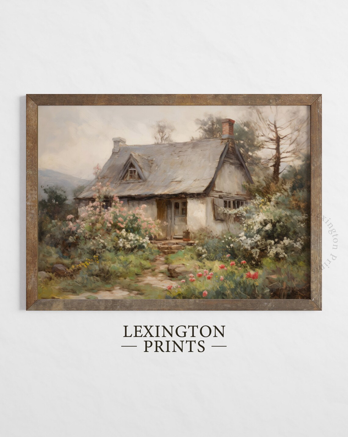 Charming Country Cottage Flower Garden Vintage Oil Painting Poster - Image 4