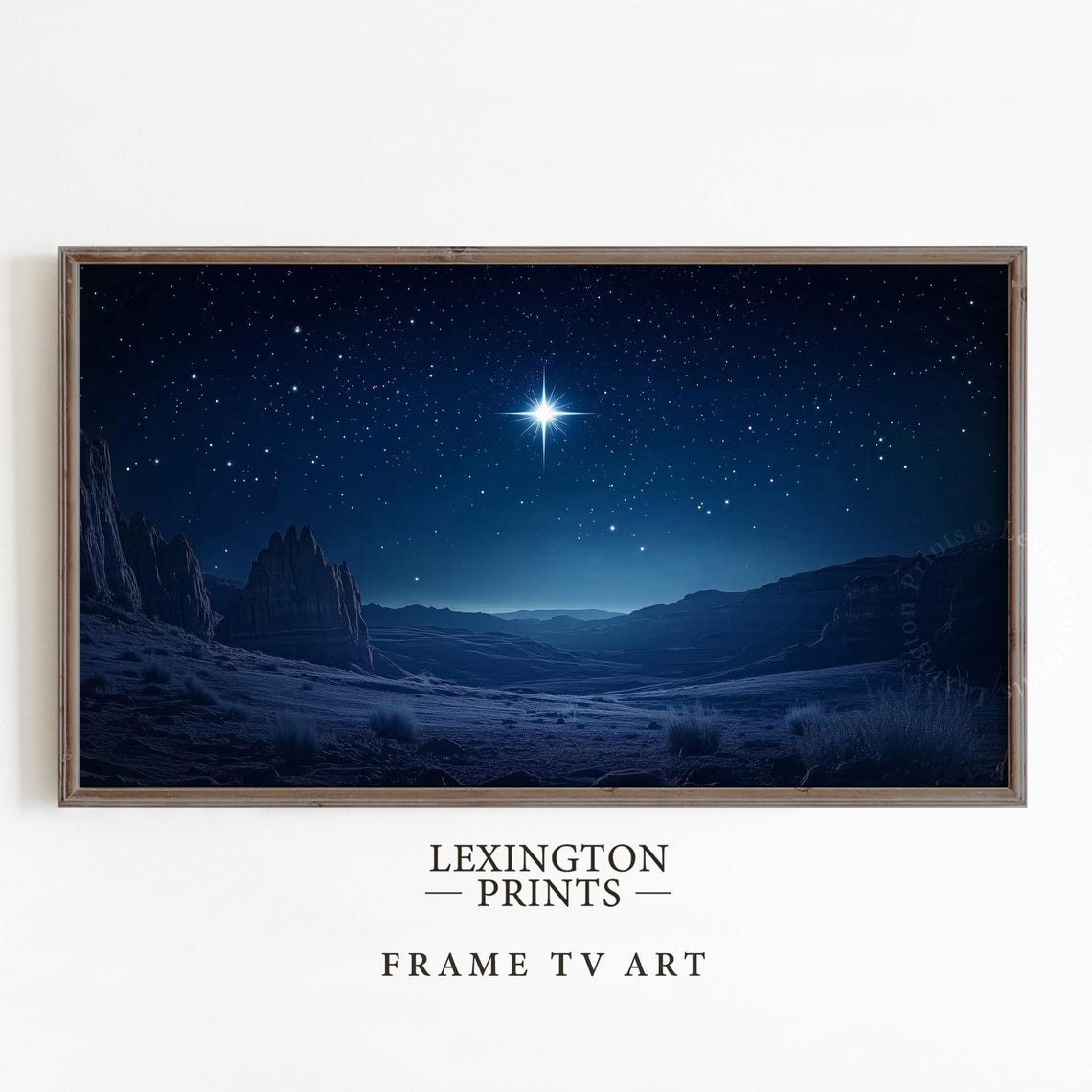 Bright Christmas Star Night Sky Desert Landscape Frame TV Art Poster - Image 4