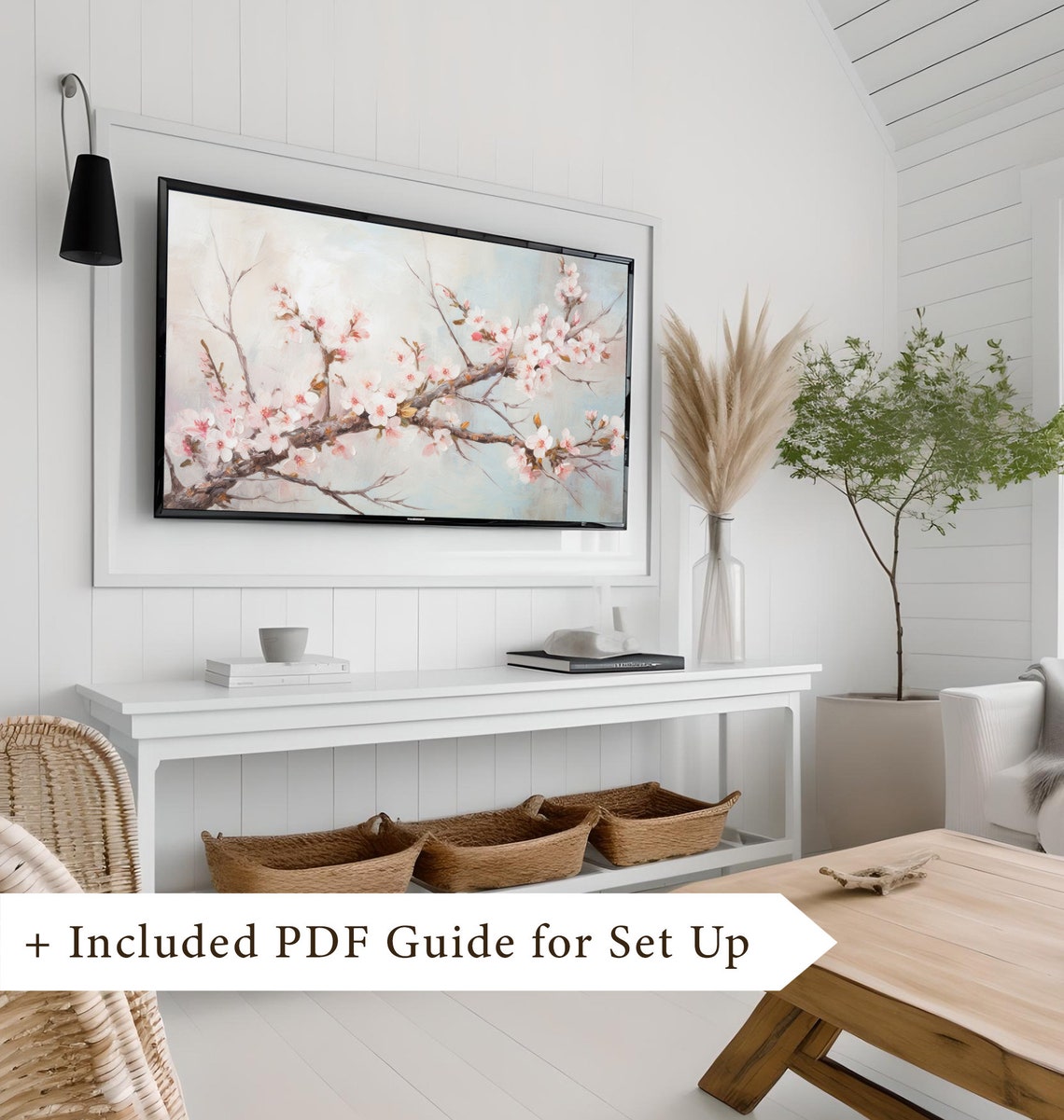 Pink Cherry Blossom Branches Against Soft Blue Sky Spring Poster - Image 8