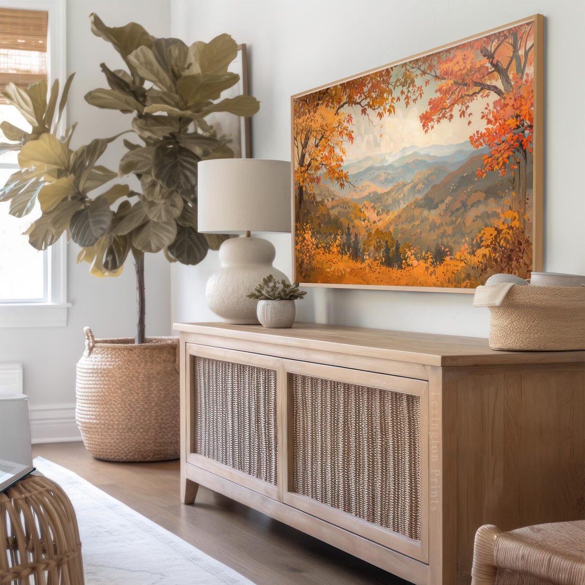 Fall Forest Mountain Valley in Autumn Colors Frame TV Art Poster - Image 3