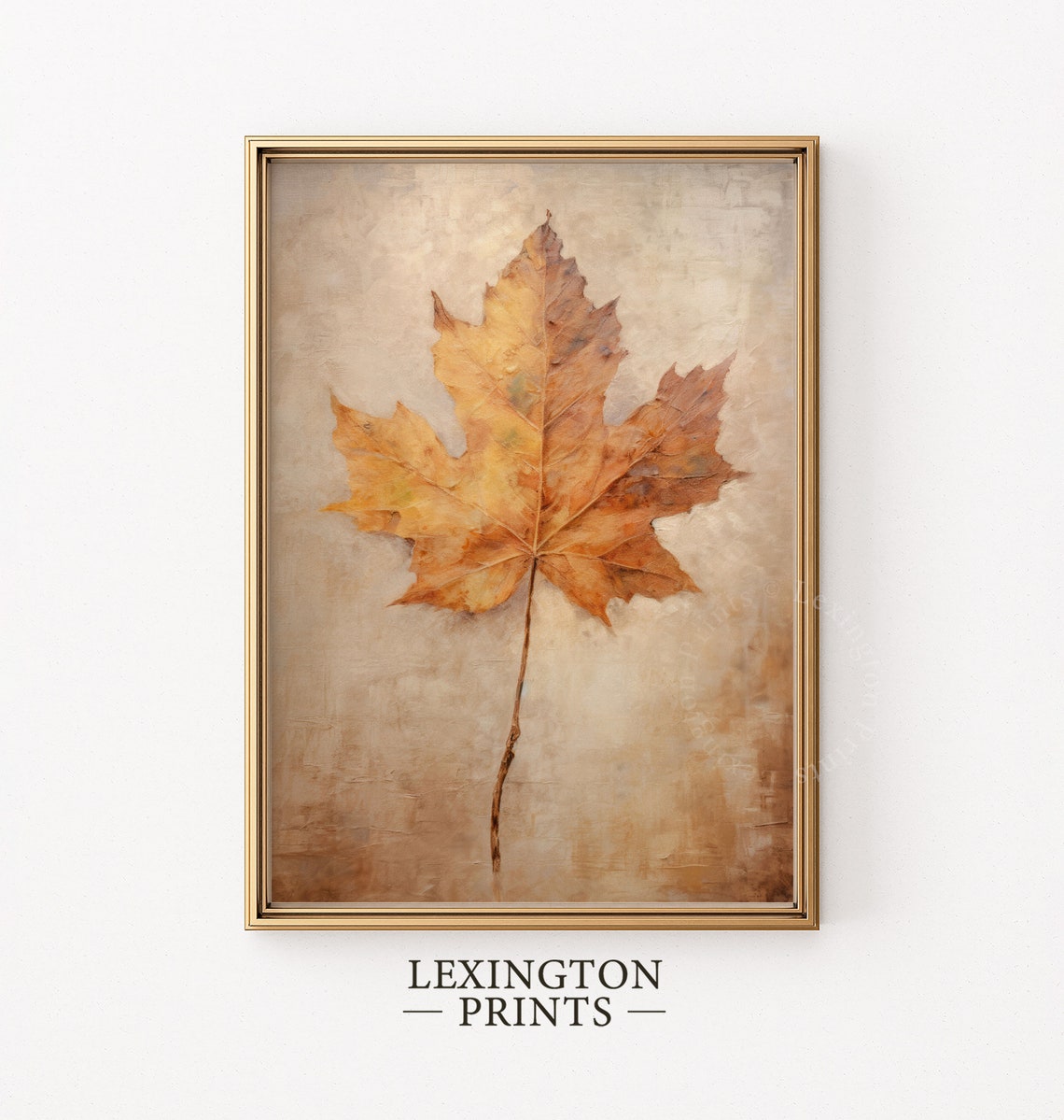 Single Autumn Maple Leaf Vintage Botanical Still Life Painting Poster - Image 5