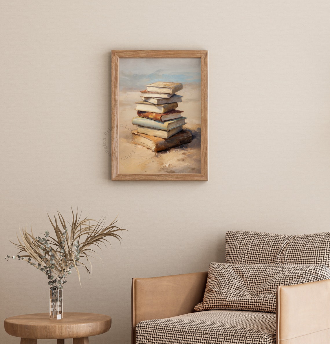 Stack of Books on a Sandy Beach Bookish Summer Painting Poster - Image 4