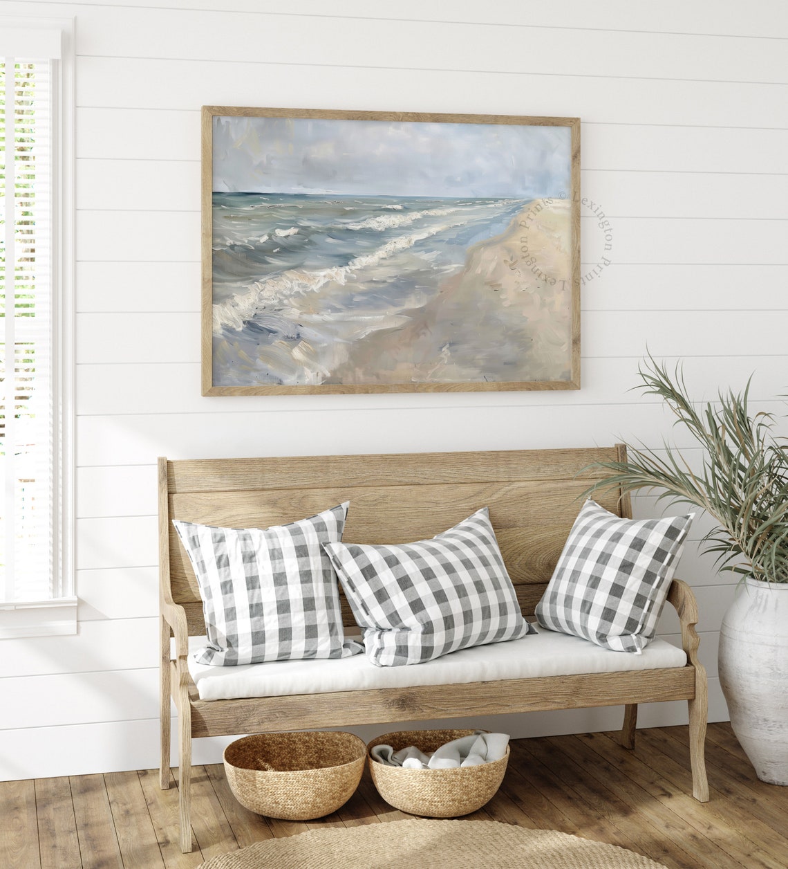 Moody Ocean Shoreline Waves Gray Blue Impressionist Coastal Poster - Image 8